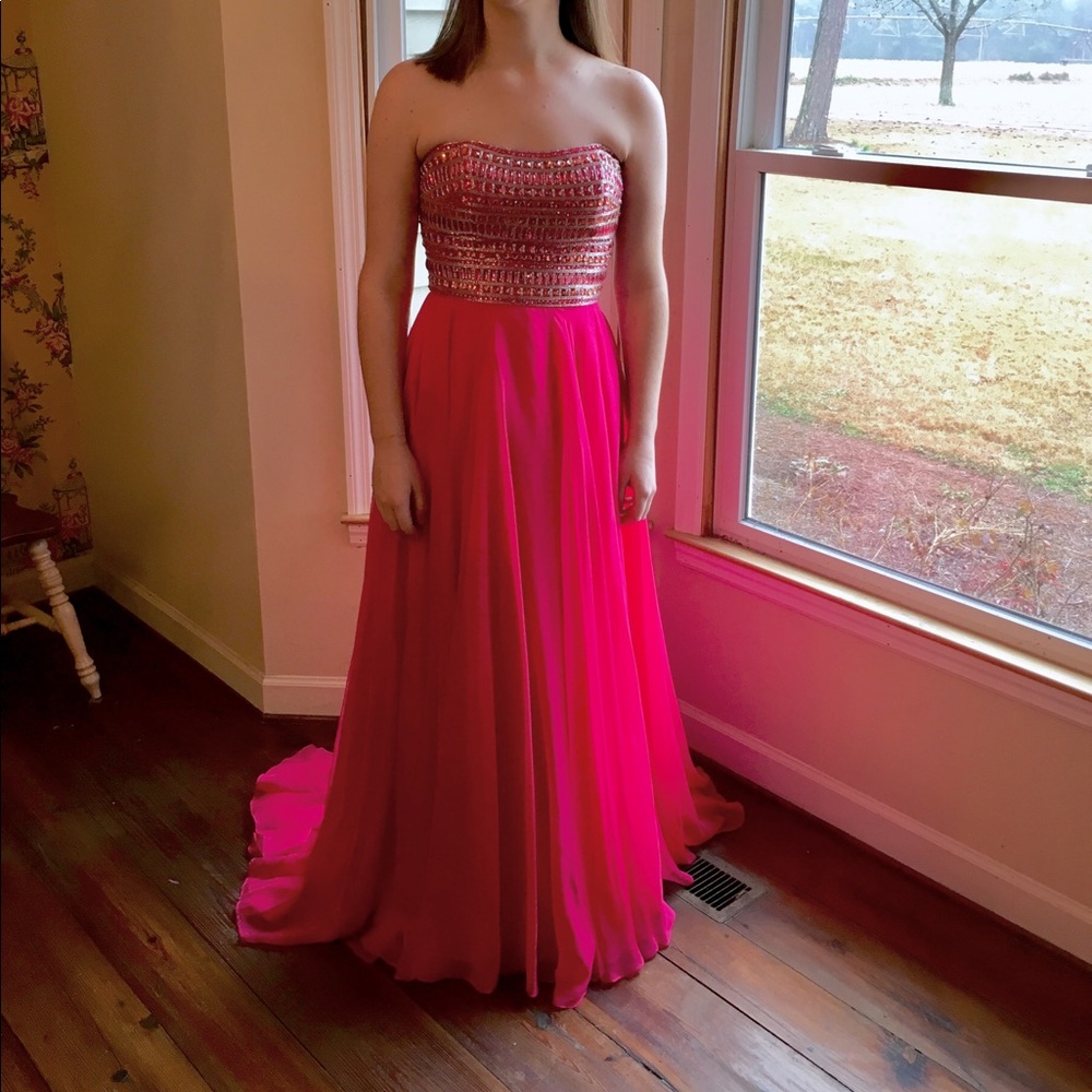 Sherri Hill hot pink prom dress, size 8